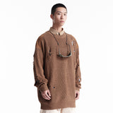 Unisex Winter Cotton Coat Perforated Hole Decoration round Neck Sweater