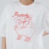 Meowdy Cat Graphic Top Cotton Short Sleeve T-shirt Summer