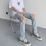 Men Jeans Ripped Jeans Men's Summer Loose Straight Wide Leg Pants