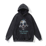 Men Hoodie Retro Washed Printed Hoodie Oversize Distressed Baggy Coat