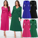 Women Date Dress Sexy V-neck Dress Long Skirt