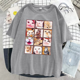 202412 Meme Cat Facial Expression Packs Print T-Shirt Women