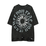 Men T Shirt Vintage Cross Washed and Worn Short Sleeve T-shirt