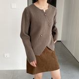 Women Cardigan Sweater Double Breasted Vintage Autumn Cardigan Long Sleeve Sweater Coat Q730