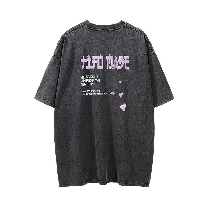 Men Vintage T-Shirt Figure Head Print Short Sleeve T-shirt