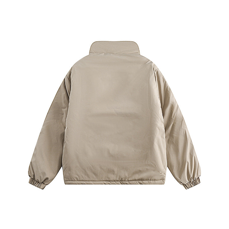 Unisex Winter Cotton Coat Stand-up Collar Cotton-Padded Clothes Vintage Loose and Warm Cotton Jacket