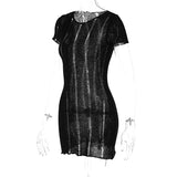 Women Dresses Winter Sexy Cutout Solid Color round Neck Slim Fit Dress
