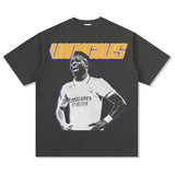 Mens Vintage Football T-Shirt Vintage Vini Jr Vinícius Printed Short Sleeve T-Shirt Washed
