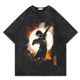 Washed retro T-shirt cartoon printed casual cotton short sleeves