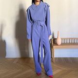 Women Trench Coat Spring/Summer Jumpsuit Waist-Tight Casual Long Sleeve Pants