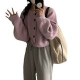 Women Knitwear Autumn and Winter round Neck Sweater Loose Knitted Cardigan