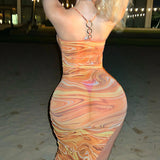 Women Dresses Summer Slim Fit Sexy Backless Slit Sling Dress