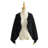 Women Sweater Knitwear Sexy Short Navel Knitted Top High Waist Loose Plush Cardigan Coat