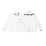 Unisex Jacket Spring and Autumn Casual Jacket Men's and Women's Polo Collar Top Couple's White Unifrom Coat