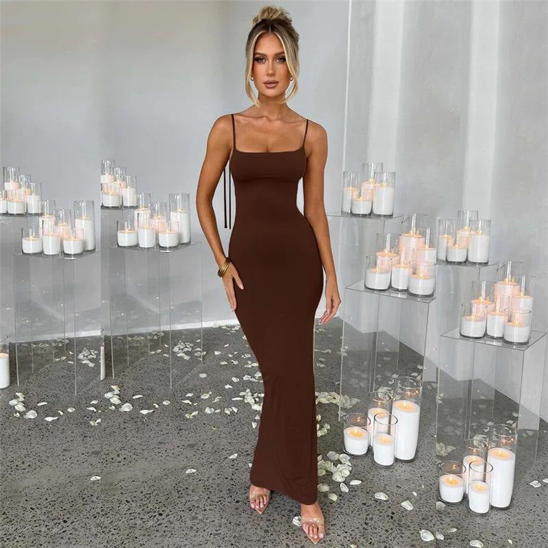 Women Dresses Summer Sexy Backless Sheath Evening Dress Dress (Bla0420)