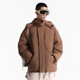 Unisex Winter Cotton Coat Pocket Decorative Hooded down Jacket Vintage White Duck down Jacket Men