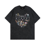 Men T Shirt Rock Skull Flame Print Distressed Short Sleeve T-shirt