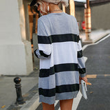 Women Knitted Sweater Autumn Long Sleeve Striped Women's Coat Sweater