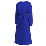 Women Date Dress Sexy Pleated V-neck Dress