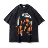 Asap Rocky T Shirts Washed Vintage Hip Hop Short Sleeve Print