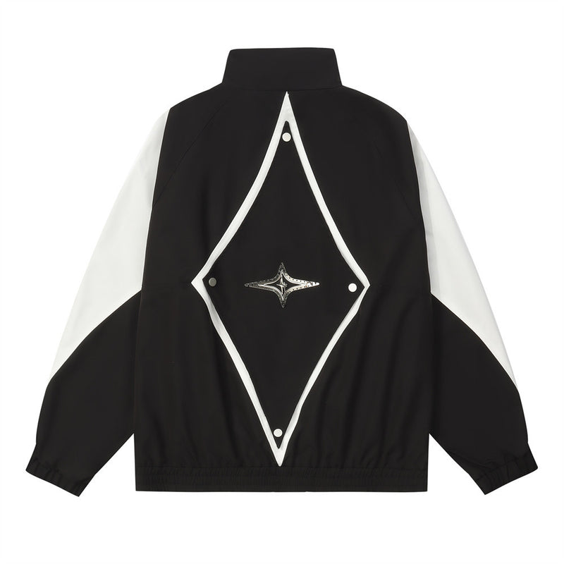 Men Jacket Coat Overalls Men's Color Stitching Stand-Collar Jacket
