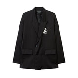 Unisex Vintage Shirt Black with Shoulder Pads Trendy Suit