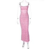 Women Dresses Spring Sexy Slim Fit Backless Strap Floral Dress