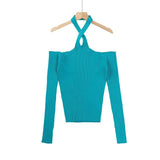 Women Sweater Knit Wear Spring Slim-Fit Sexy Long-Sleeved off-Shoulder Sweater