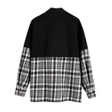 Women Jacket Autumn and Winter Check Contrast Color Loose Single-Breasted Mid-Length Coat
