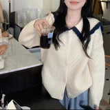 Women Knitwear Autumn Winter Retro Sweater Slim-Fit Knitted Cardigan