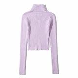 Women Sweater Knitwear Fall Base Knitwear High Neck Short Lightweight Sweater