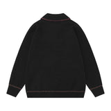 Unisex Sweater Autumn Polo Collar Embroidered Sweater