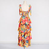 Women Dresses Spring Retro Printing Slip Dress Long Dress (Qymy0409)