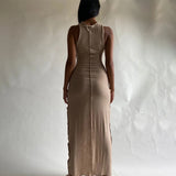 Women Dresses Spring Sexy round Neck Sleeveless Dress