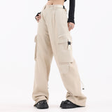 Men Sweatpants Cargo Straight-Leg Trousers Men's Zipper Pocket Loose Wide Leg Pants