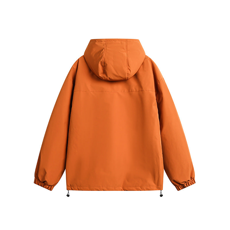 Unisex Winter Cotton Coat Three-Dimensional Pocket Decoration Tooling down Jacket Retro Solid Color down Jacket