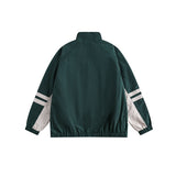 Unisex Jacket Retro Patchwork Contrast Color Stand-up Collar Jacket Men Spring and Autumn Coat