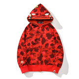 Bathing Ape Hoodie Shark Double Hood Camo Hooded Zip Cardigan Sweater