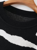 Women Sweater Knitwear Loose Sweater Women's Autumn Cloud Printed Long-Sleeved Sweater Top
