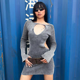 Women Dresses Autumn Sexy Backless Long Sleeves Sheath Dress