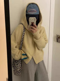 Women Knitted Cardigan Loose Hooded Sweatshirt Women's Autumn and Winter Zipper Knitted Top