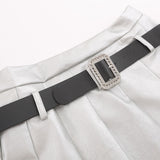 Women Skirt PU Leather Pleated Skirt Thickened Short Skirt Casual Skirt