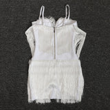 Women Evening Dress Sexy Tassel V-neck Strap Backless Bandage Evening Dress
