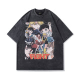 Men T Shirt Retro Cartoon Couple Short Sleeve T-shirt