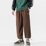 Men Pants Retro Drawstring Pocket Zipper Casual Polar Fleece Sweatpants