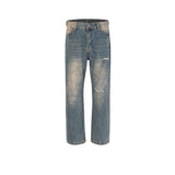 MIJKO Men Vintage Pants MIJKO High Street Washing Water Old Ripped Trousers Ripped Jeans