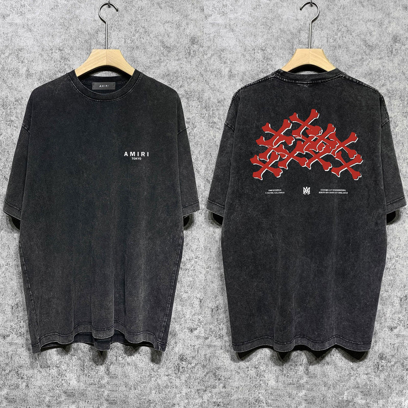 Amiri T Shirts Washed and Worn Retro Short Sleeve T-shirt