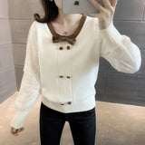 Women Knitwear Spring and Autumn Bow round Neck Sweaters Cardigan