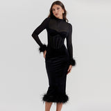Women Dresses Spring Mesh Long Sleeve Dress