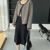 Women Cardigan Sweater Zebra Striped Coat Autumn Square Collar Top 2t375